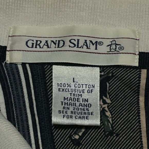 GRAND SLAM all over print aop golfer golf polo shirt LARGE tag vtg 90s golf prep - Picture 3 of 9